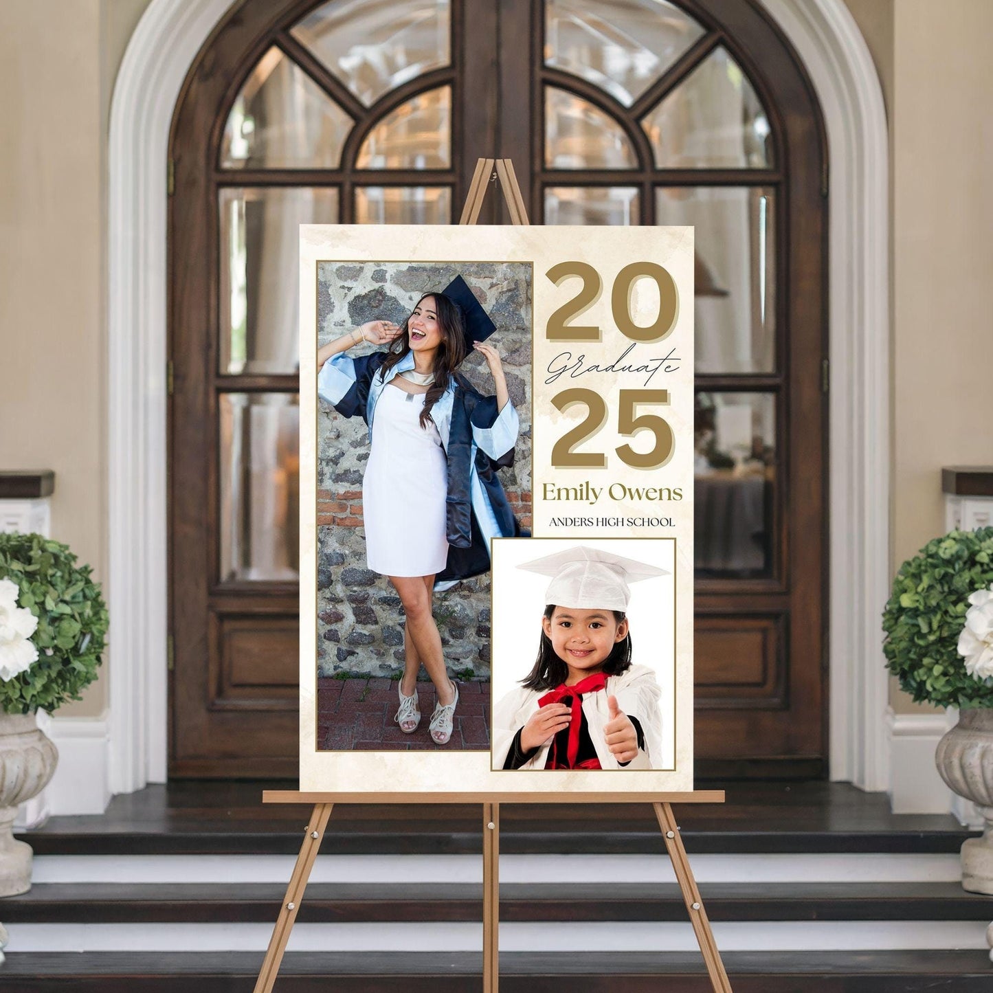 "Then & Now" Photo Graduation Party Welcome Sign