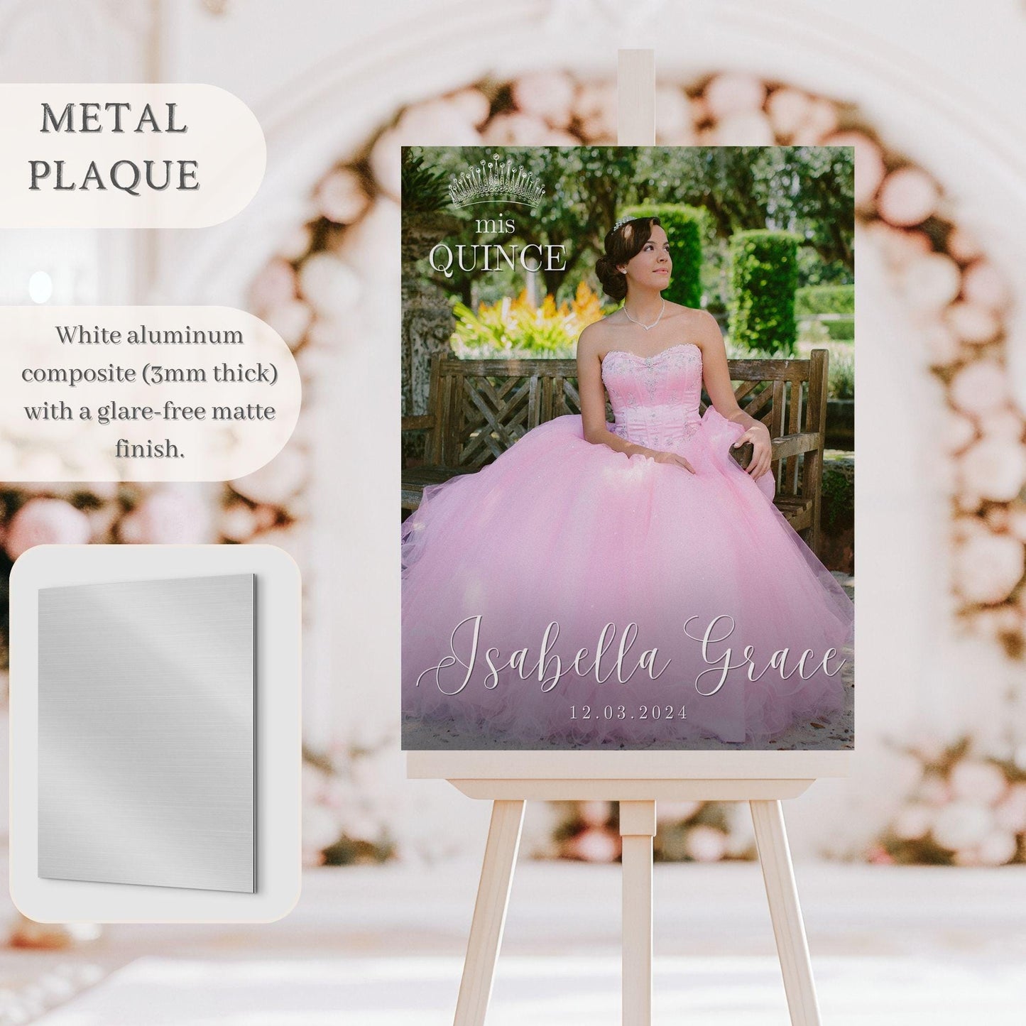 Simple Text Custom Photo Quinceañera Welcome Sign