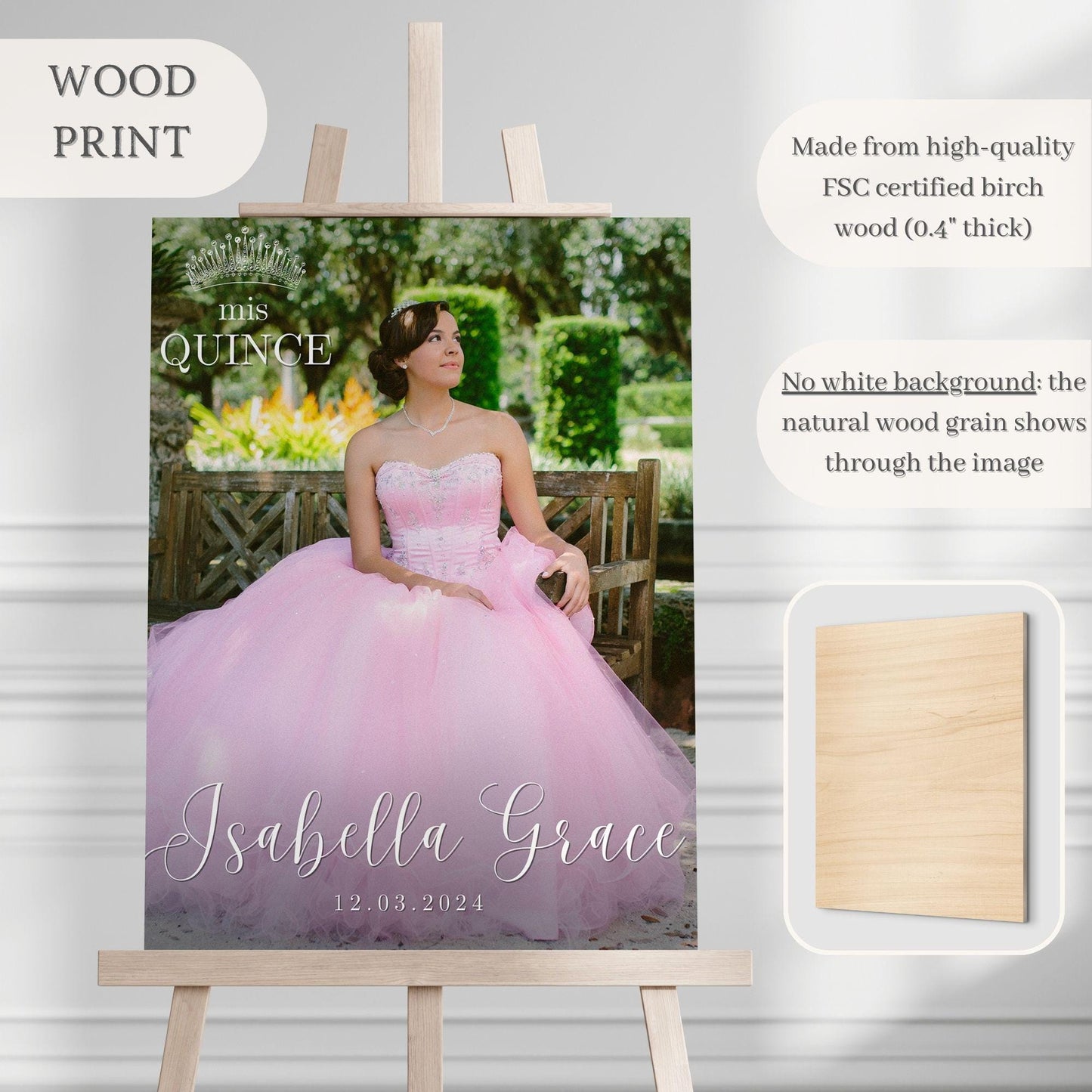 Simple Text Custom Photo Quinceañera Welcome Sign