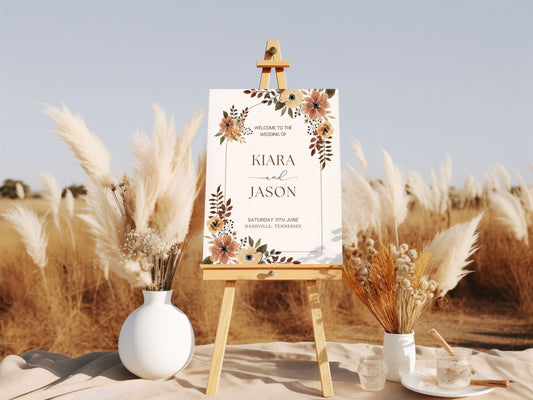 Boho Neutral Wedding Welcome Sign - Magnolia Dane Co.