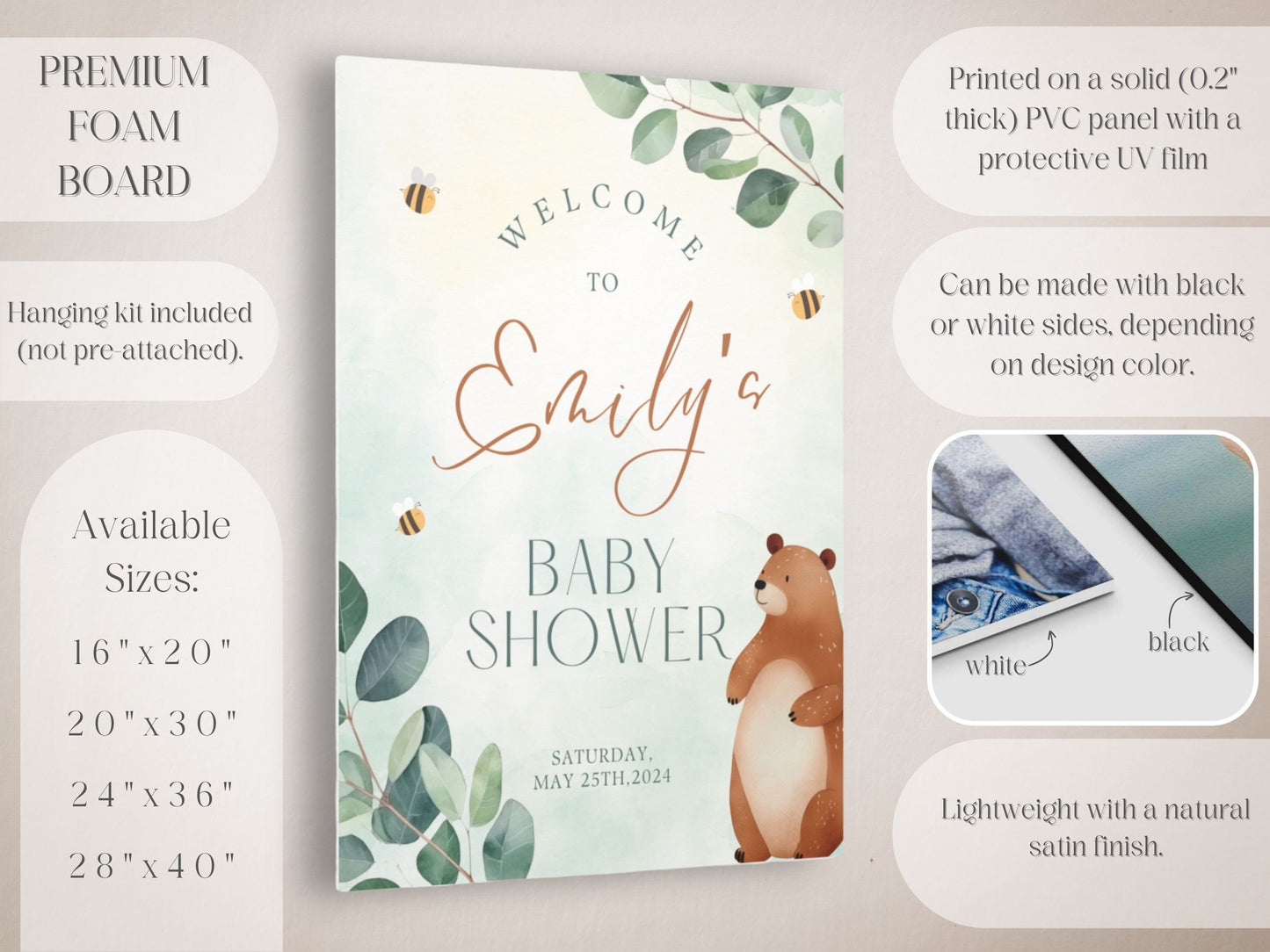 Honey Bear Baby Shower Welcome Sign - Magnolia Dane Co.