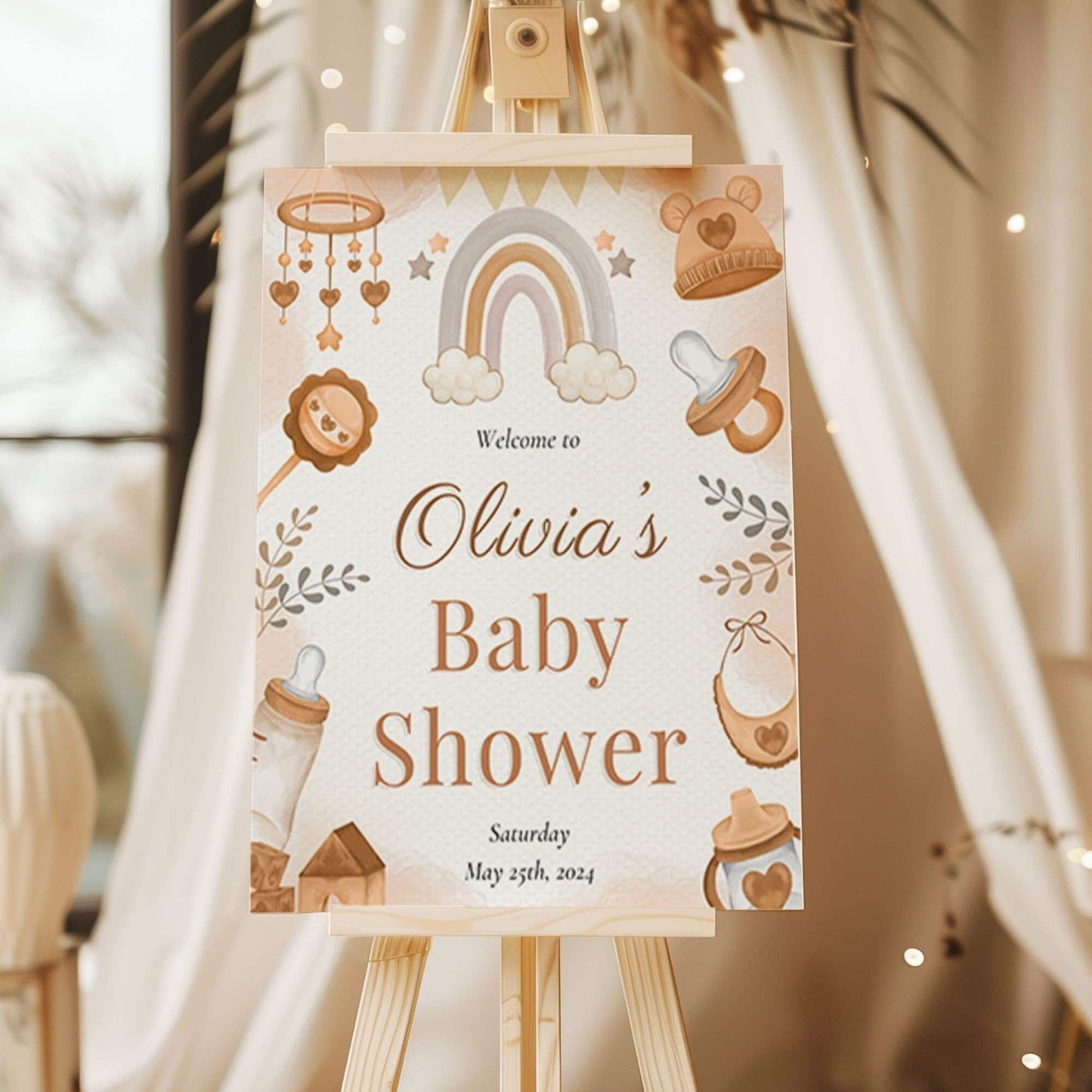 Gender Neutral Boho Baby Shower Welcome Sign - Magnolia Dane Co.
