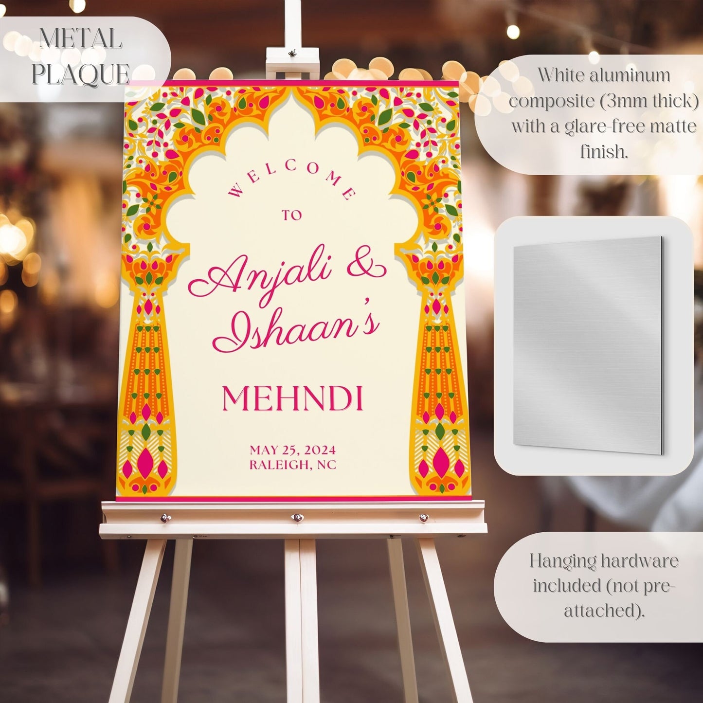 Indian Wedding Sign, Mehndi Decor, Sangeet Welcome Sign, Haldi Welcome Sign, Punjabi Personalized Acrylic Welcome Sign, Custom Indian Decor - Magnolia Dane Co.