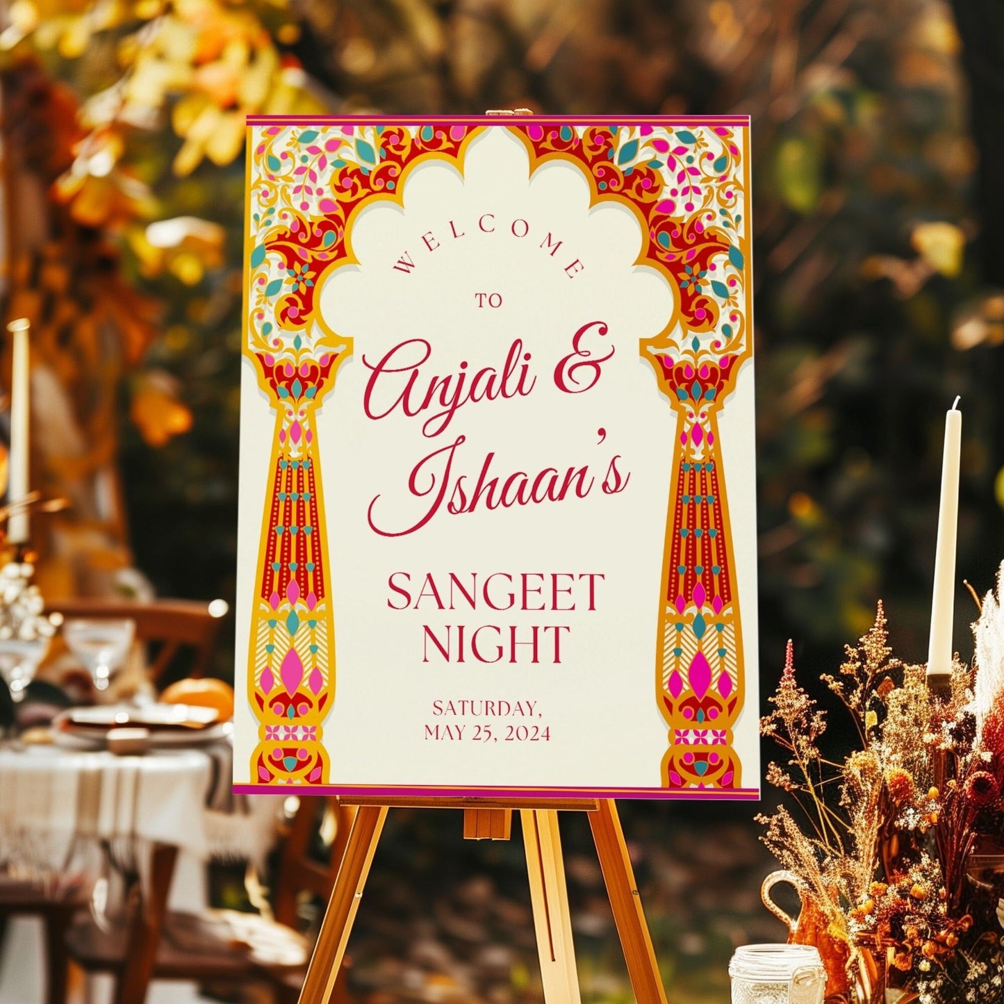 Indian Wedding Sign, Mehndi Decor, Sangeet Welcome Sign, Haldi Welcome Sign, Punjabi Personalized Acrylic Welcome Sign, Custom Indian Decor - Magnolia Dane Co.