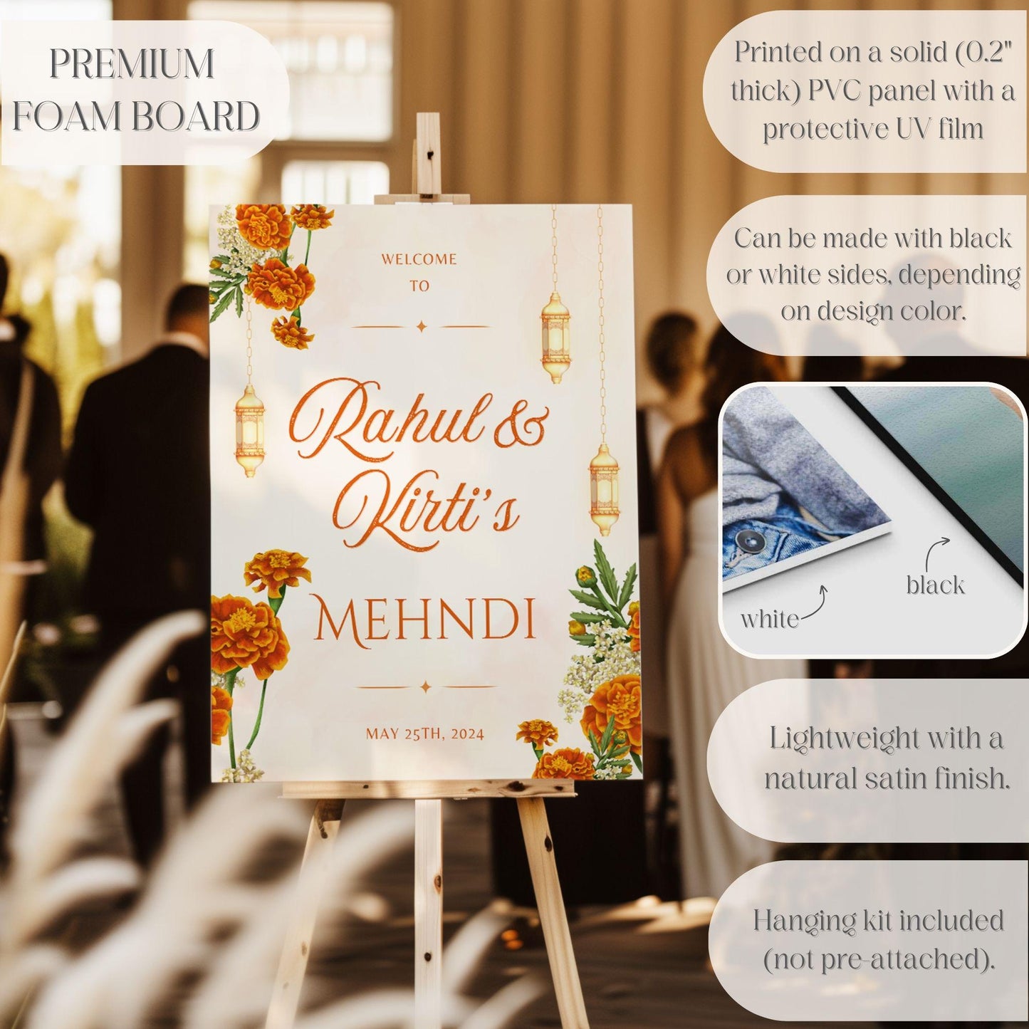 Indian Wedding Sign, Mehndi Decor, Sangeet Welcome Sign, Haldi Welcome Sign, Punjabi Personalized Acrylic Welcome Sign, Custom Indian Decor - Magnolia Dane Co.
