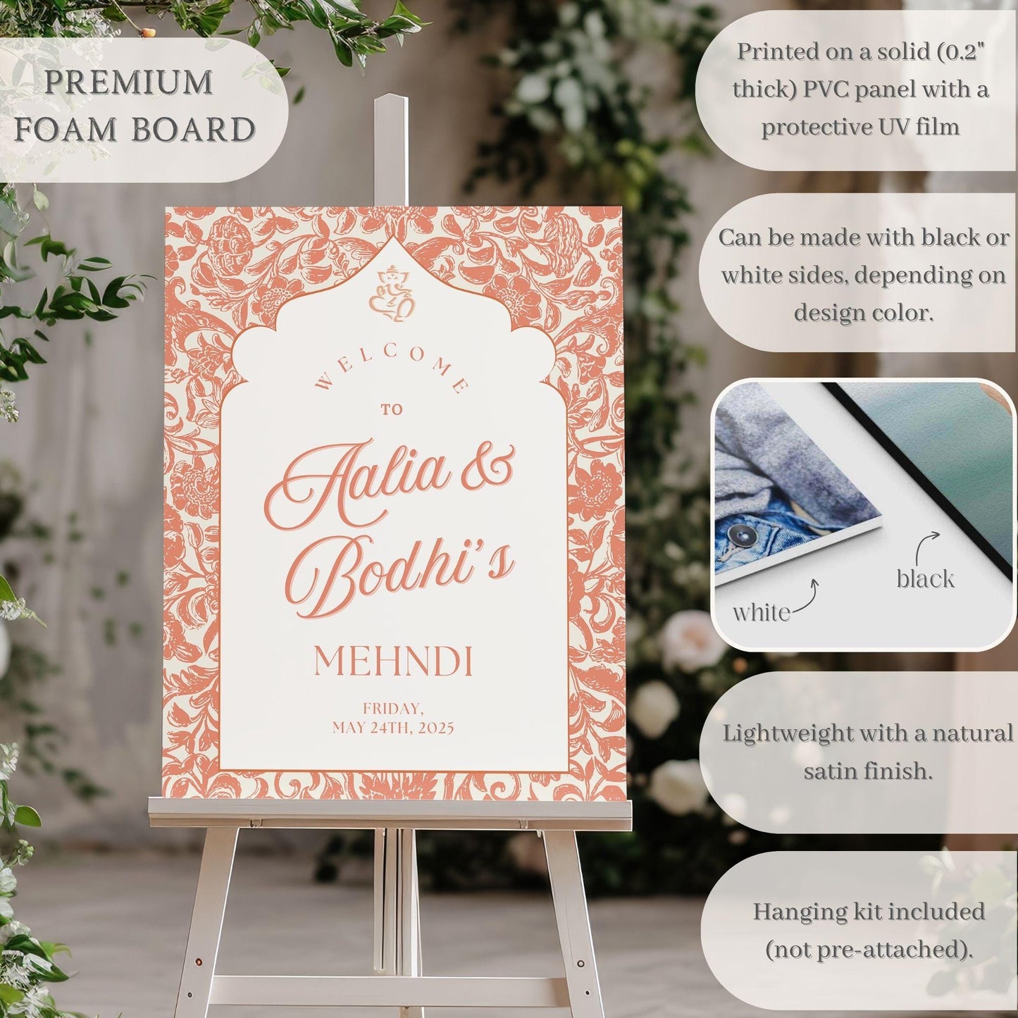 Indian Wedding Sign, Mehndi Decor, Sangeet Welcome Sign, Haldi Welcome Sign, Punjabi Personalized Acrylic Welcome Sign, Custom Indian Decor - Magnolia Dane Co.