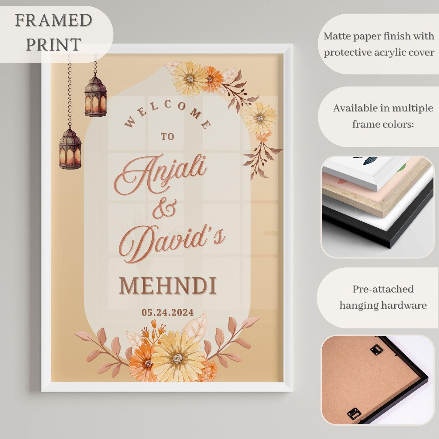 Indian Wedding Sign, Mehndi Decor, Sangeet Welcome Sign, Haldi Welcome Sign, Punjabi Personalized Acrylic Welcome Sign, Custom Indian Decor - Magnolia Dane Co.