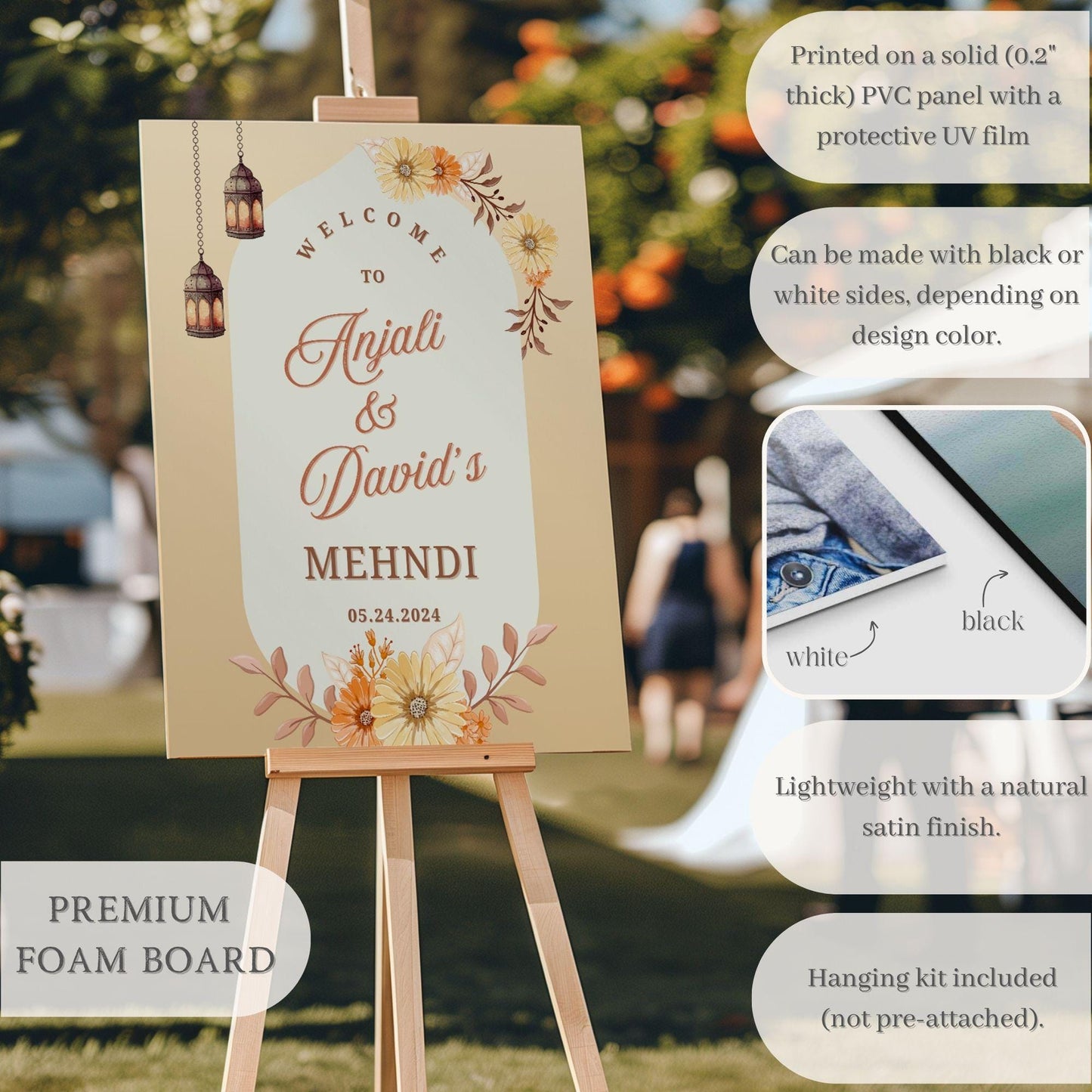 Indian Wedding Sign, Mehndi Decor, Sangeet Welcome Sign, Haldi Welcome Sign, Punjabi Personalized Acrylic Welcome Sign, Custom Indian Decor - Magnolia Dane Co.