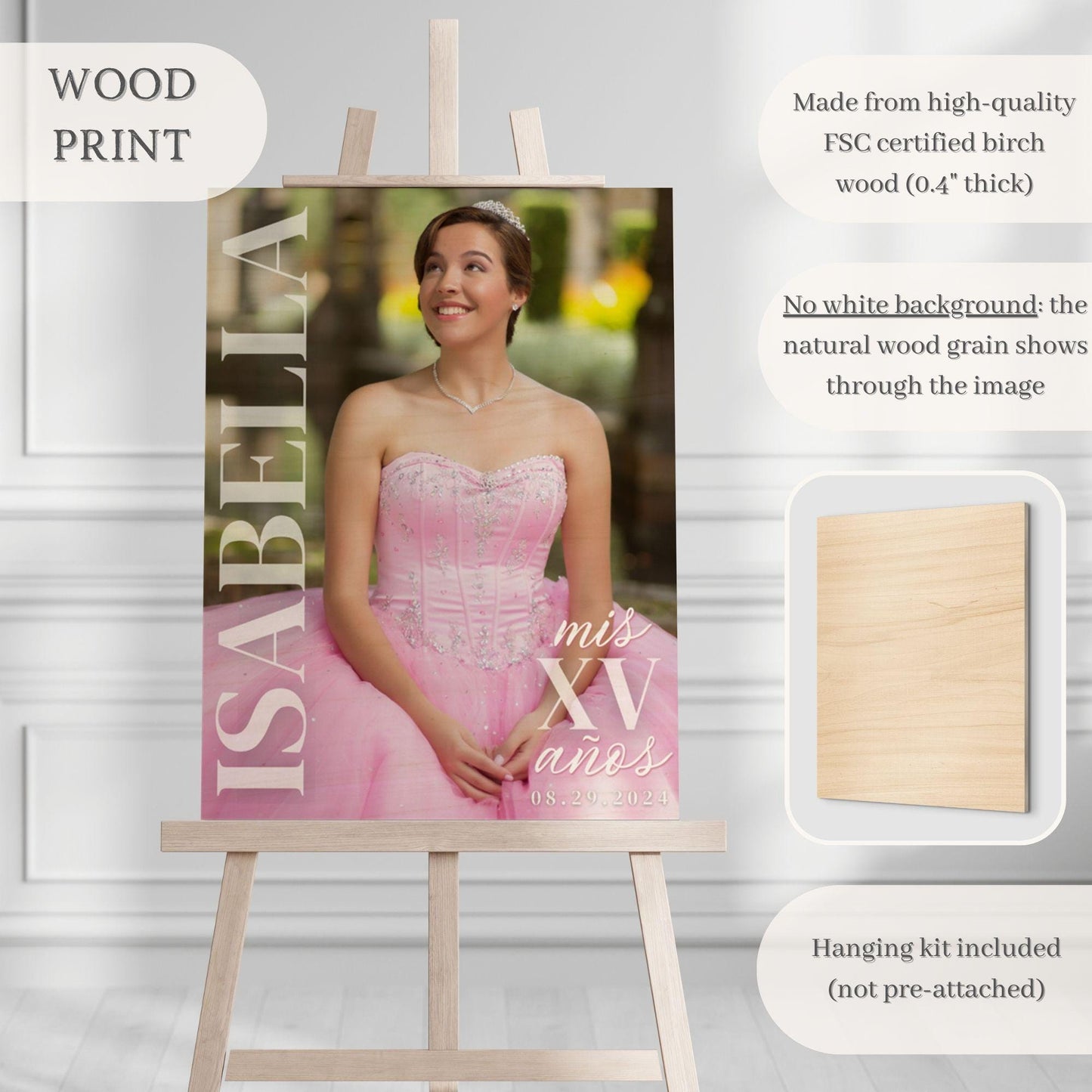 Modern Name Custom Photo Quinceañera Welcome Sign