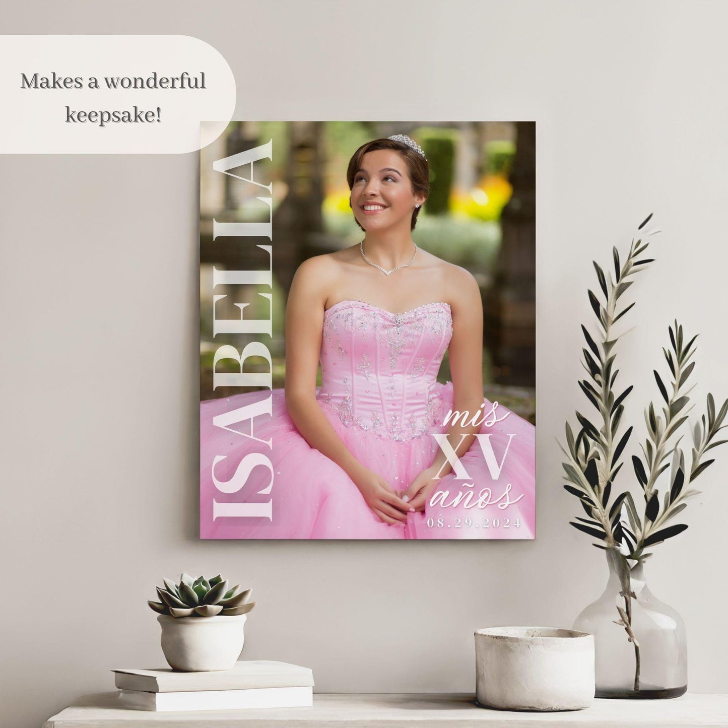 Modern Name Custom Photo Quinceañera Welcome Sign
