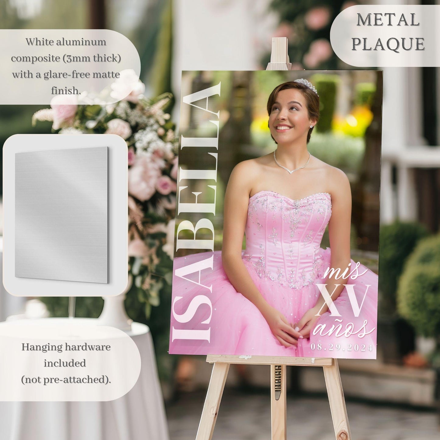 Modern Name Custom Photo Quinceañera Welcome Sign