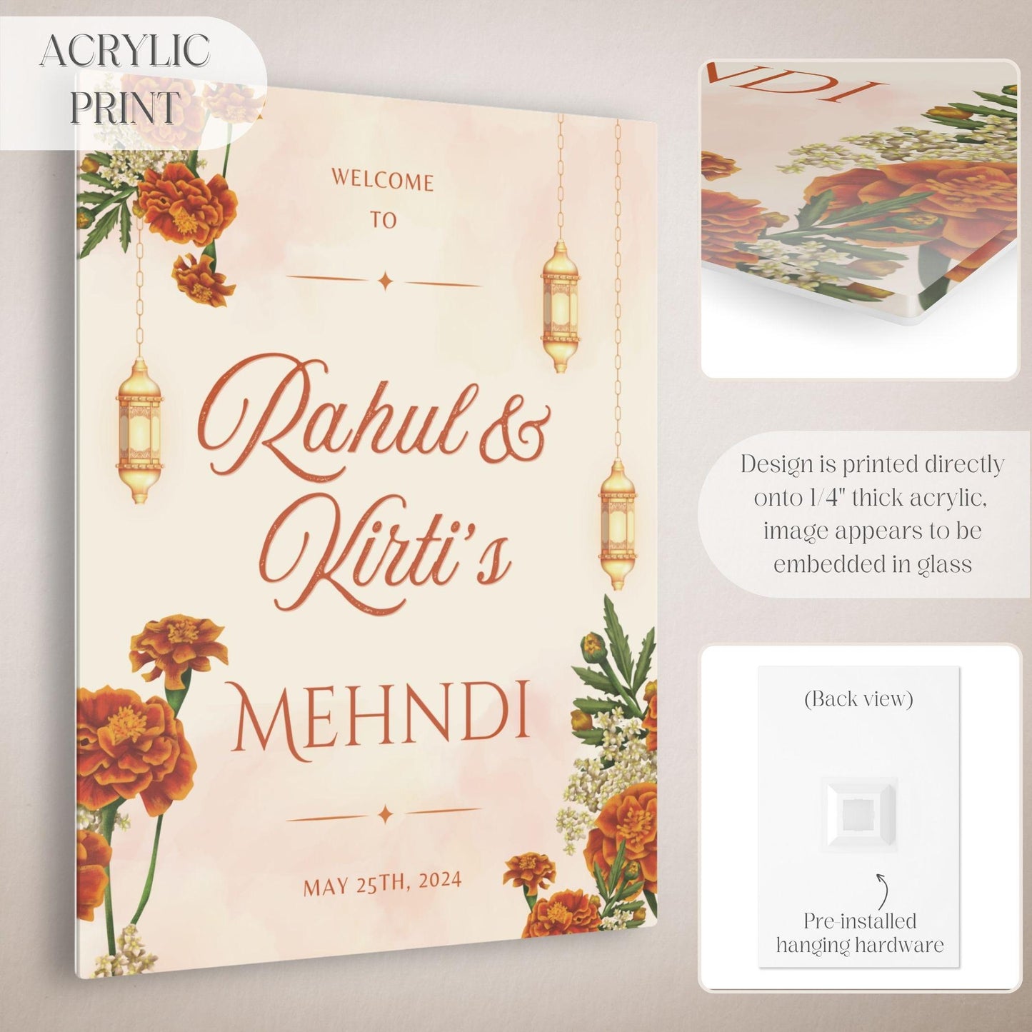 Indian Wedding Sign, Mehndi Decor, Sangeet Welcome Sign, Haldi Welcome Sign, Punjabi Personalized Acrylic Welcome Sign, Custom Indian Decor - Magnolia Dane Co.
