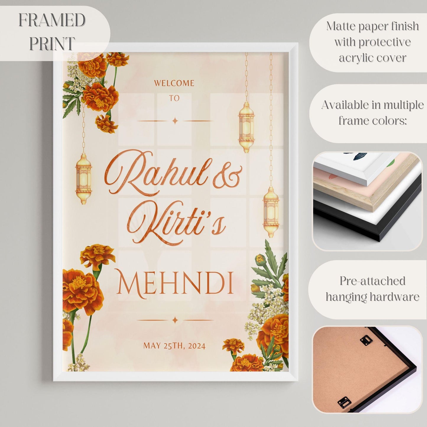 Indian Wedding Sign, Mehndi Decor, Sangeet Welcome Sign, Haldi Welcome Sign, Punjabi Personalized Acrylic Welcome Sign, Custom Indian Decor - Magnolia Dane Co.