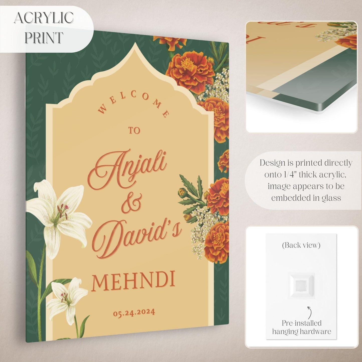 Indian Wedding Sign, Mehndi Decor, Sangeet Welcome Sign, Haldi Welcome Sign, Punjabi Personalized Acrylic Welcome Sign, Custom Indian Decor - Magnolia Dane Co.