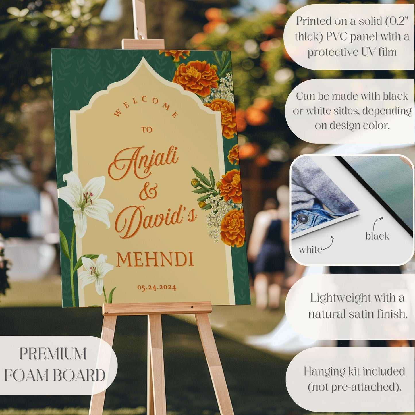 Indian Wedding Sign, Mehndi Decor, Sangeet Welcome Sign, Haldi Welcome Sign, Punjabi Personalized Acrylic Welcome Sign, Custom Indian Decor - Magnolia Dane Co.