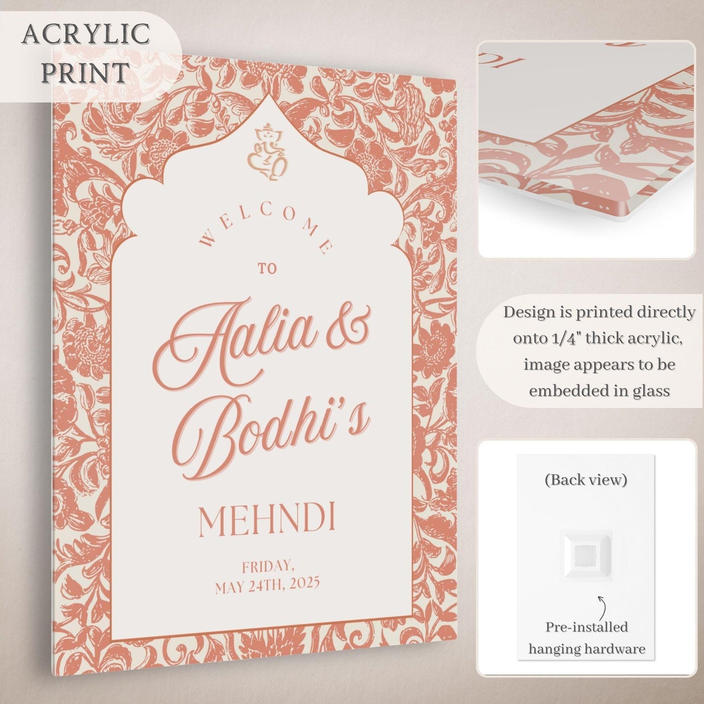 Indian Wedding Sign, Mehndi Decor, Sangeet Welcome Sign, Haldi Welcome Sign, Punjabi Personalized Acrylic Welcome Sign, Custom Indian Decor - Magnolia Dane Co.