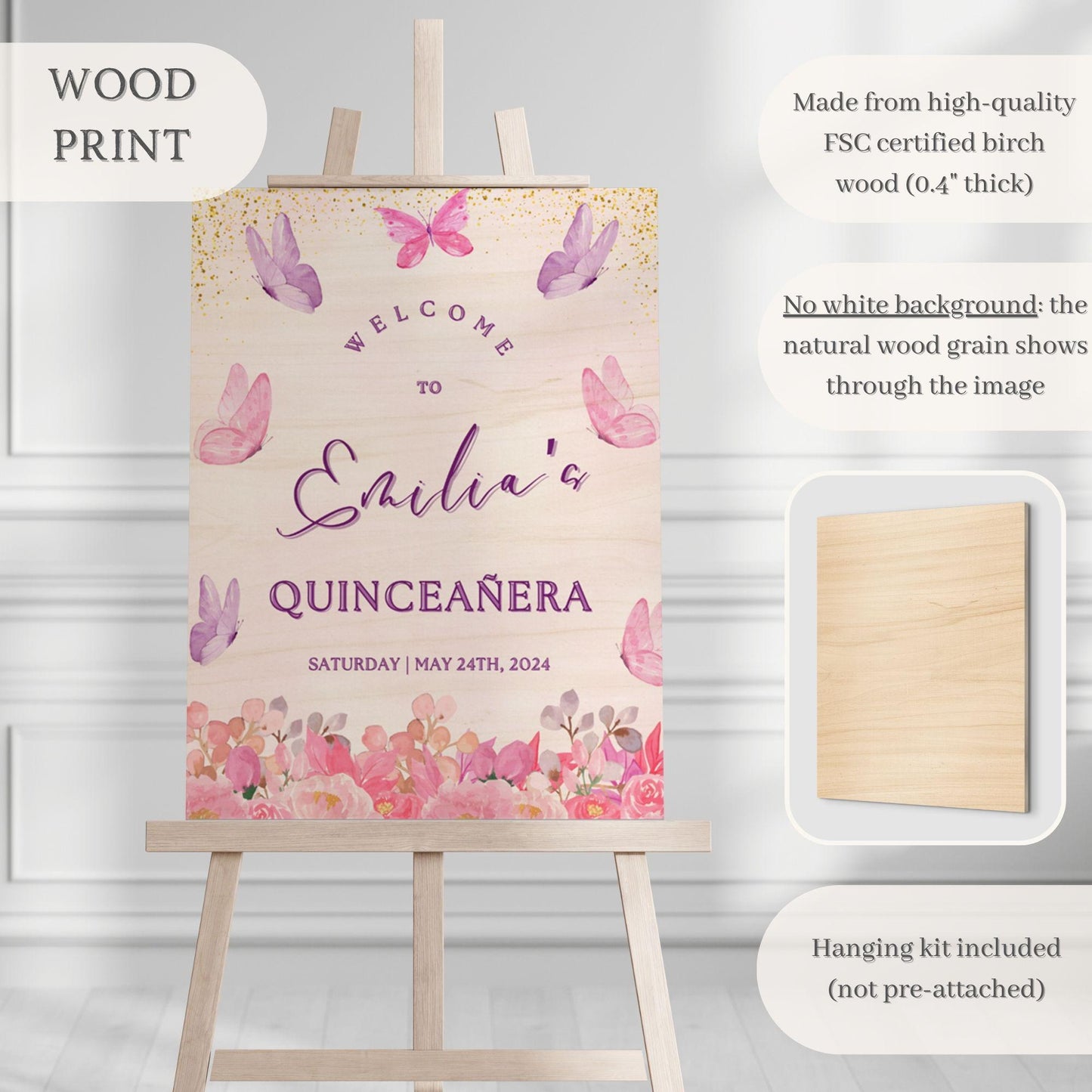 Butterfly Garden Quinceañera Welcome Sign