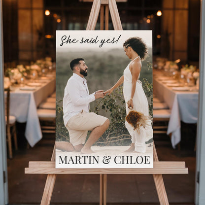 "She said Yes!" Calligraphy Engagement Party Welcome Sign