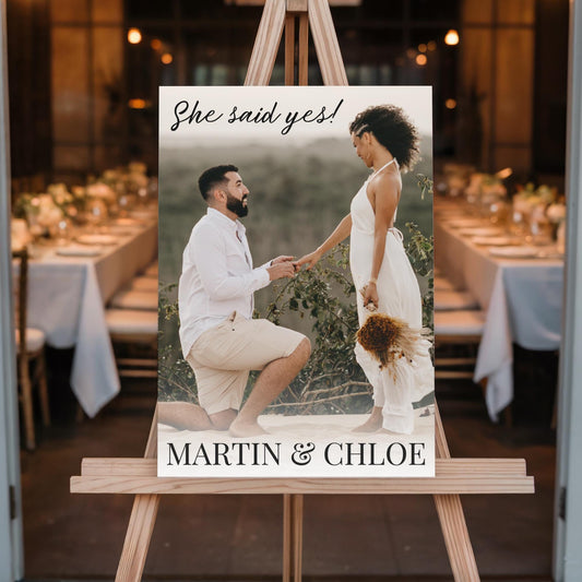 "She said Yes!" Calligraphy Engagement Party Welcome Sign