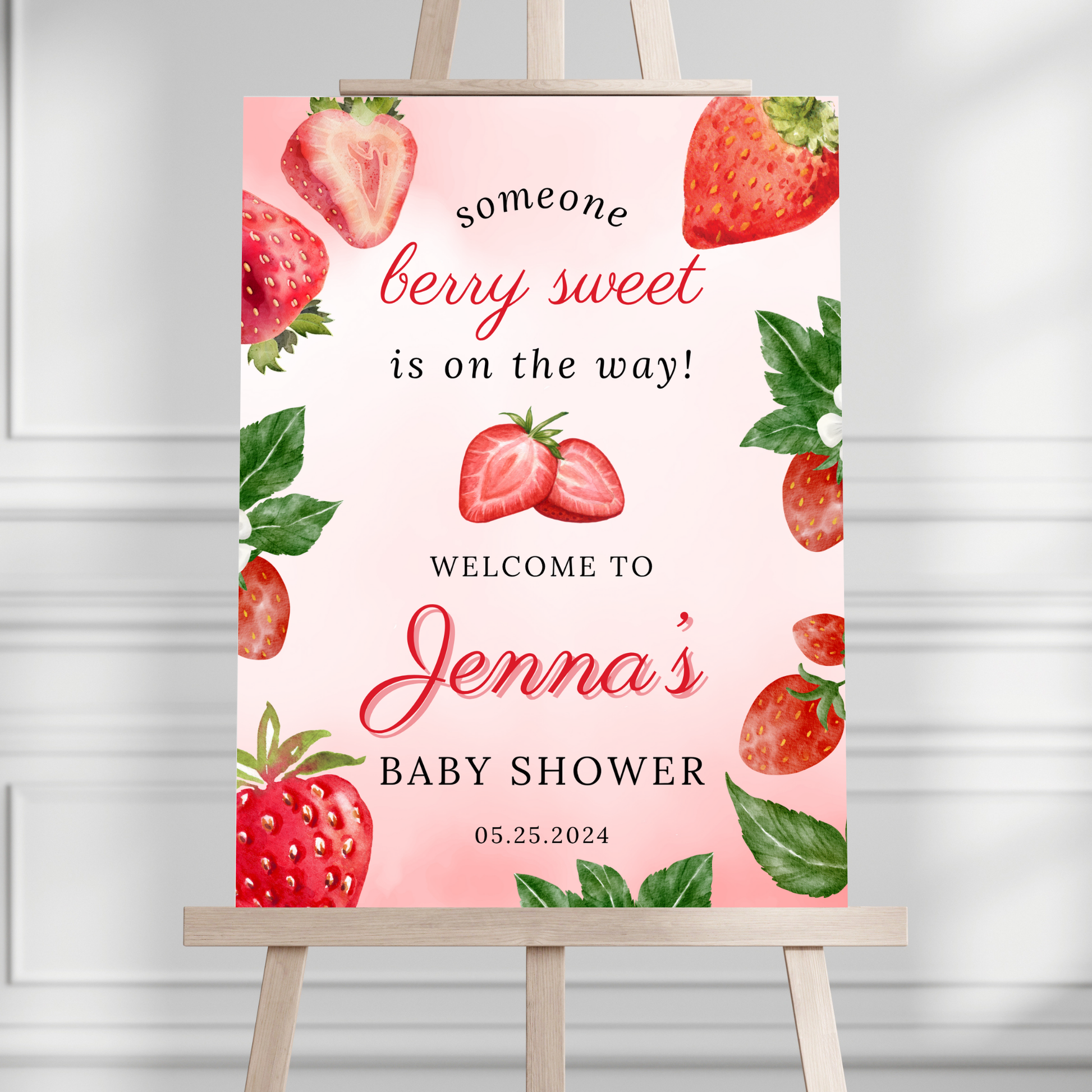 "Berry Sweet" Baby Shower Welcome Sign - Magnolia Dane Co.