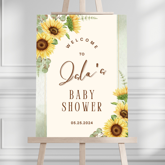 Sunflower Baby Shower Welcome Sign