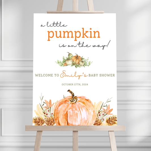 Little Pumpkin Baby Shower Welcome Sign