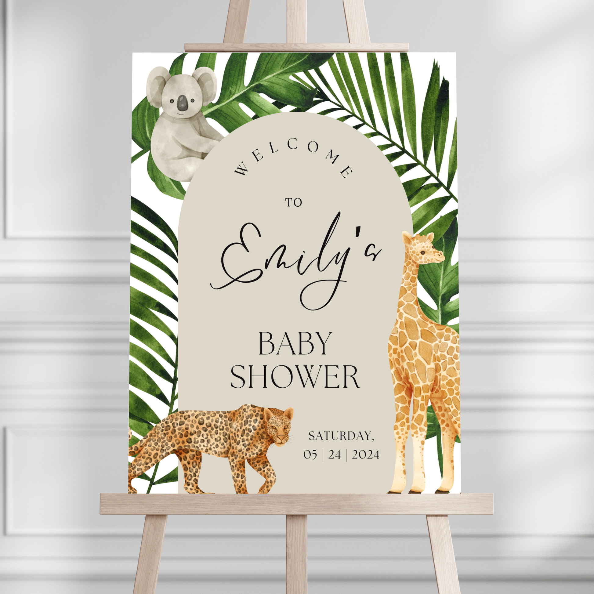 Jungle Animals Baby Shower Welcome Sign - Magnolia Dane Co.