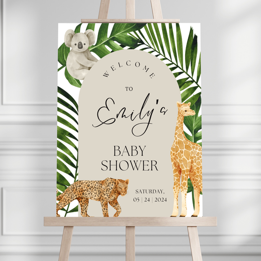 Jungle Animals Baby Shower Welcome Sign
