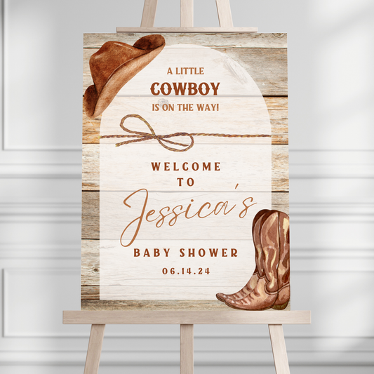 Little Cowboy Baby Shower Welcome Sign