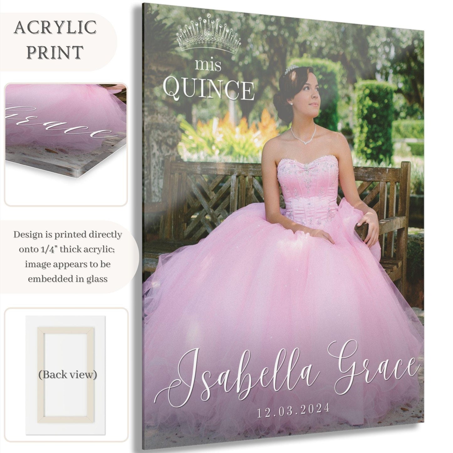 Simple Text Custom Photo Quinceañera Welcome Sign