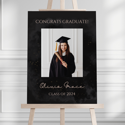 "Congrats Graduate" Custom Photo Graduation Party Welcome Sign - Magnolia Dane Co.