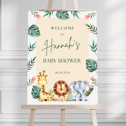 Jungle Safari Baby Shower Welcome Sign