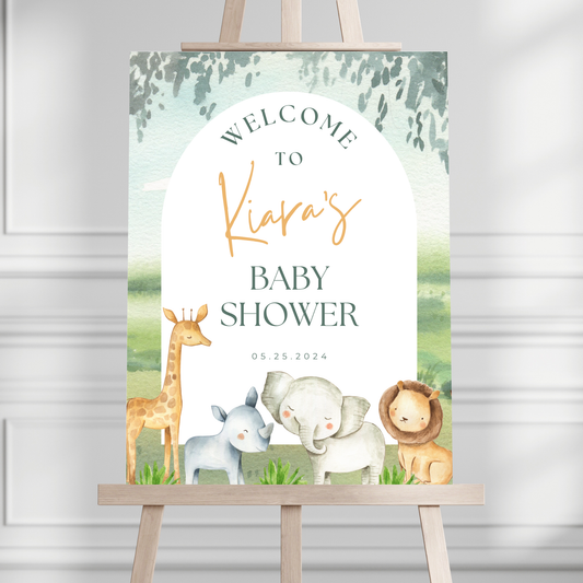 Safari Themed Baby Shower Welcome Sign