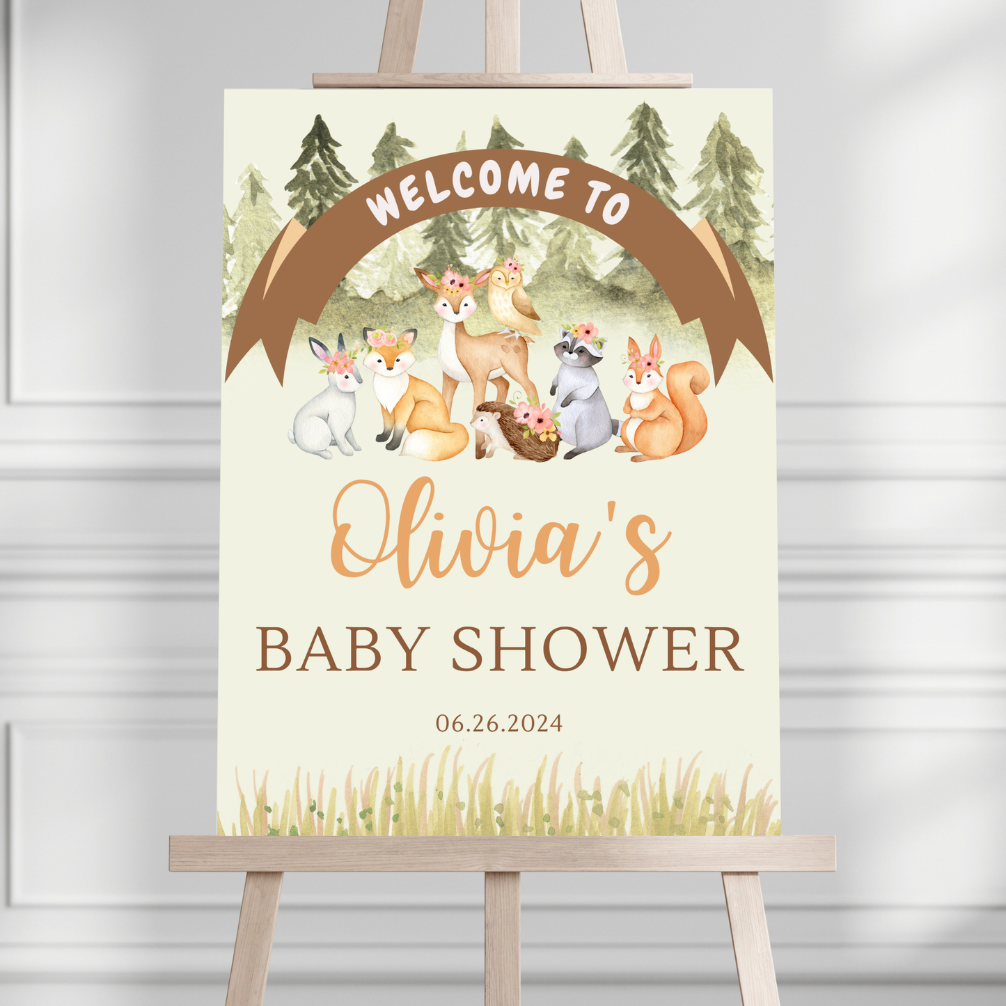 Woodland Creatures Baby Shower Welcome Sign - Magnolia Dane Co.