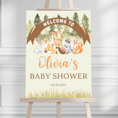 Woodland Creatures Baby Shower Welcome Sign - Magnolia Dane Co.