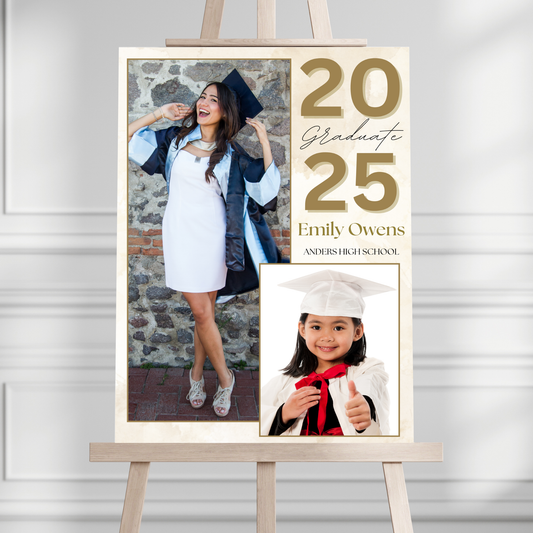 "Then & Now" Photo Graduation Party Welcome Sign