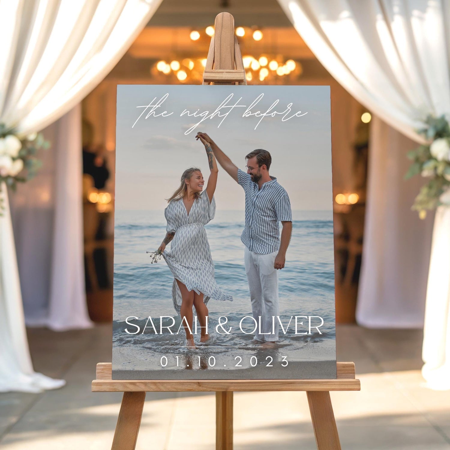 "The Night Before" Script  Rehearsal Dinner Welcome Sign with Photo - Magnolia Dane Co.