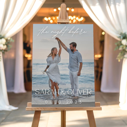 "The Night Before" Script  Rehearsal Dinner Welcome Sign with Photo