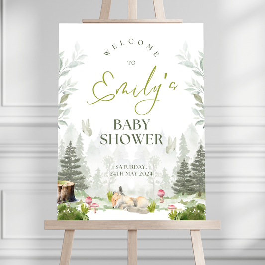 Forest Fox Baby Shower Welcome Sign
