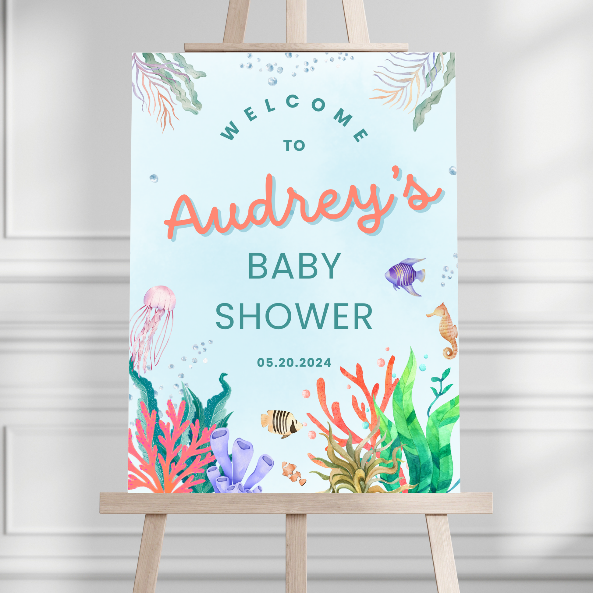 Coral Reef Baby Shower Welcome Sign - Magnolia Dane Co.