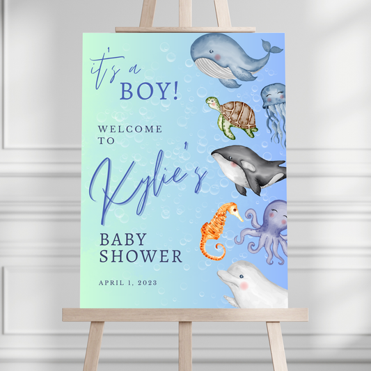 Ocean Animals Baby Shower Welcome Sign
