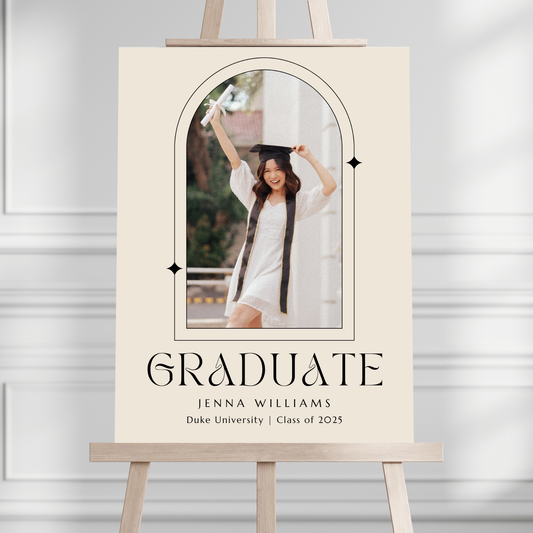 Elegant Arch Custom Photo Graduation Party Welcome Sign - Magnolia Dane Co.