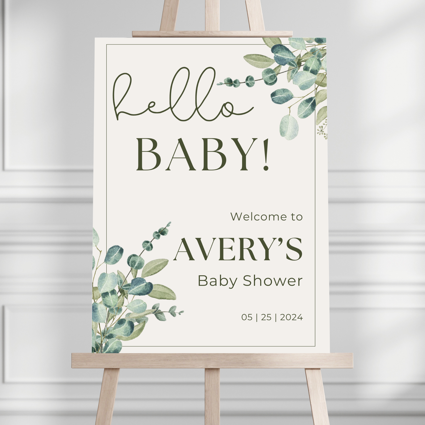 Simple Foliage Baby Shower Welcome Sign