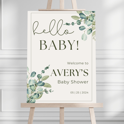 Simple Foliage Baby Shower Welcome Sign