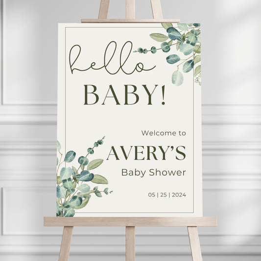 Simple Foliage Baby Shower Welcome Sign