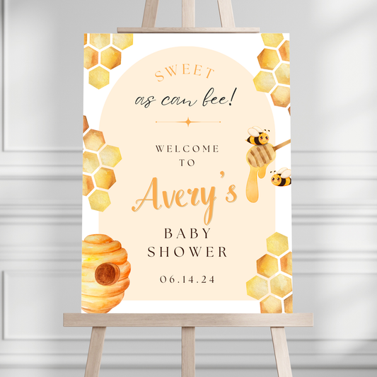"Sweet as Can Bee!" Baby Shower Welcome Sign