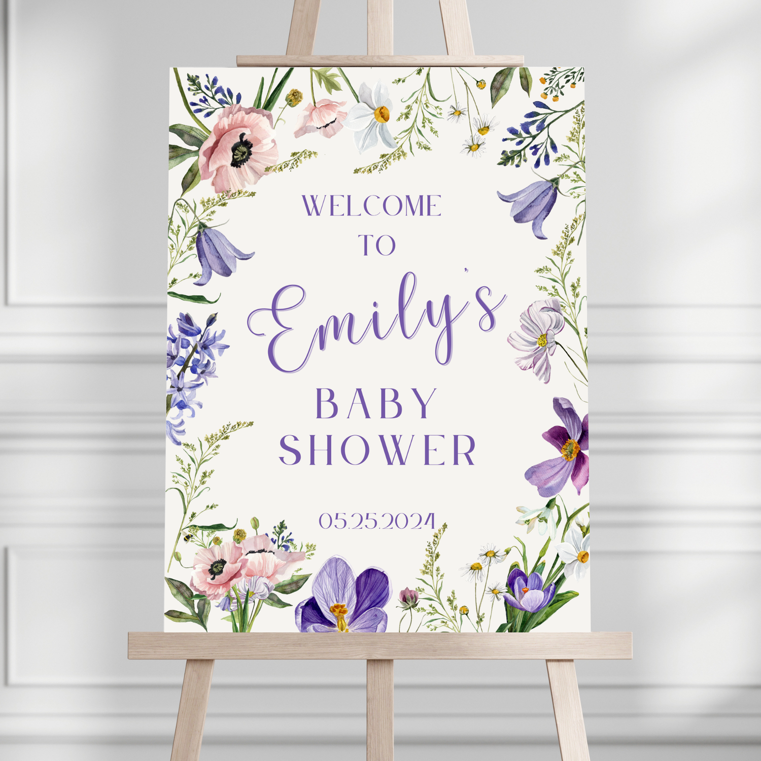 Whimsical Florals Baby Shower Welcome Sign - Magnolia Dane Co.