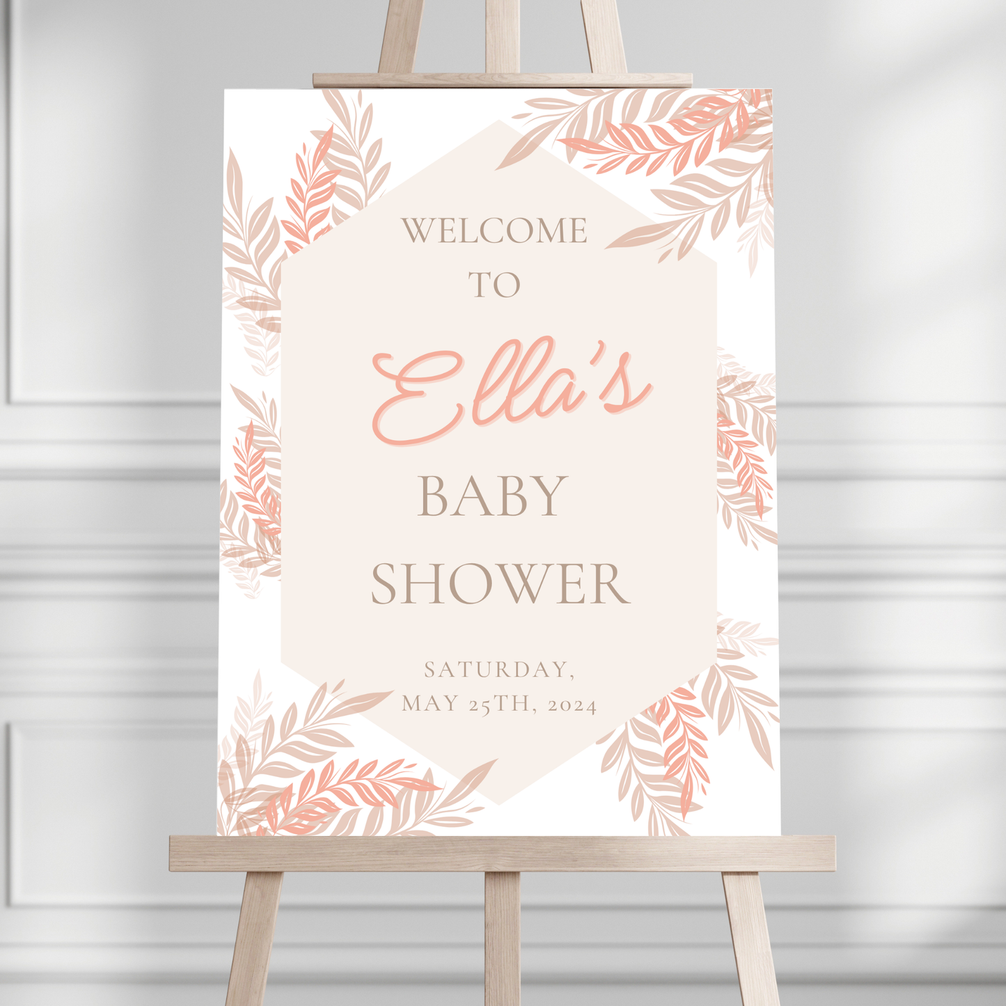 Pink Boho Baby Shower Welcome Sign