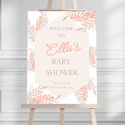 Pink Boho Baby Shower Welcome Sign
