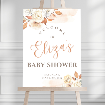 Boho Floral Baby Shower Welcome Sign - Magnolia Dane Co.